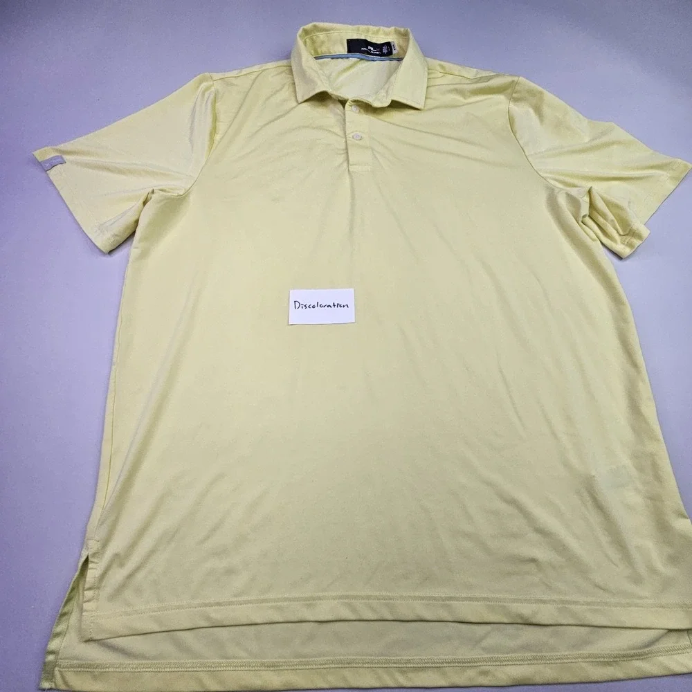 RLX Ralph Lauren Polo Shirt Men's Large Yellow Performance Golf Short Sleeve